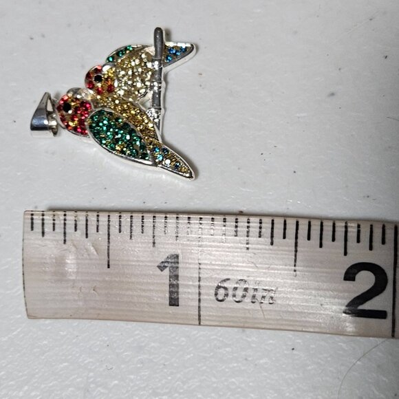 Colorful Parrot Pendant Charm Multicolor Crystals Silver Tone DIY Necklace - Picture 4 of 4